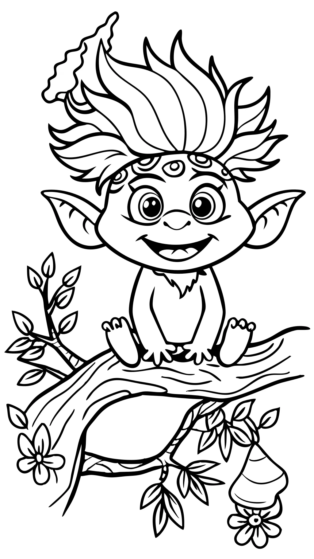 coloriage de troll de branche